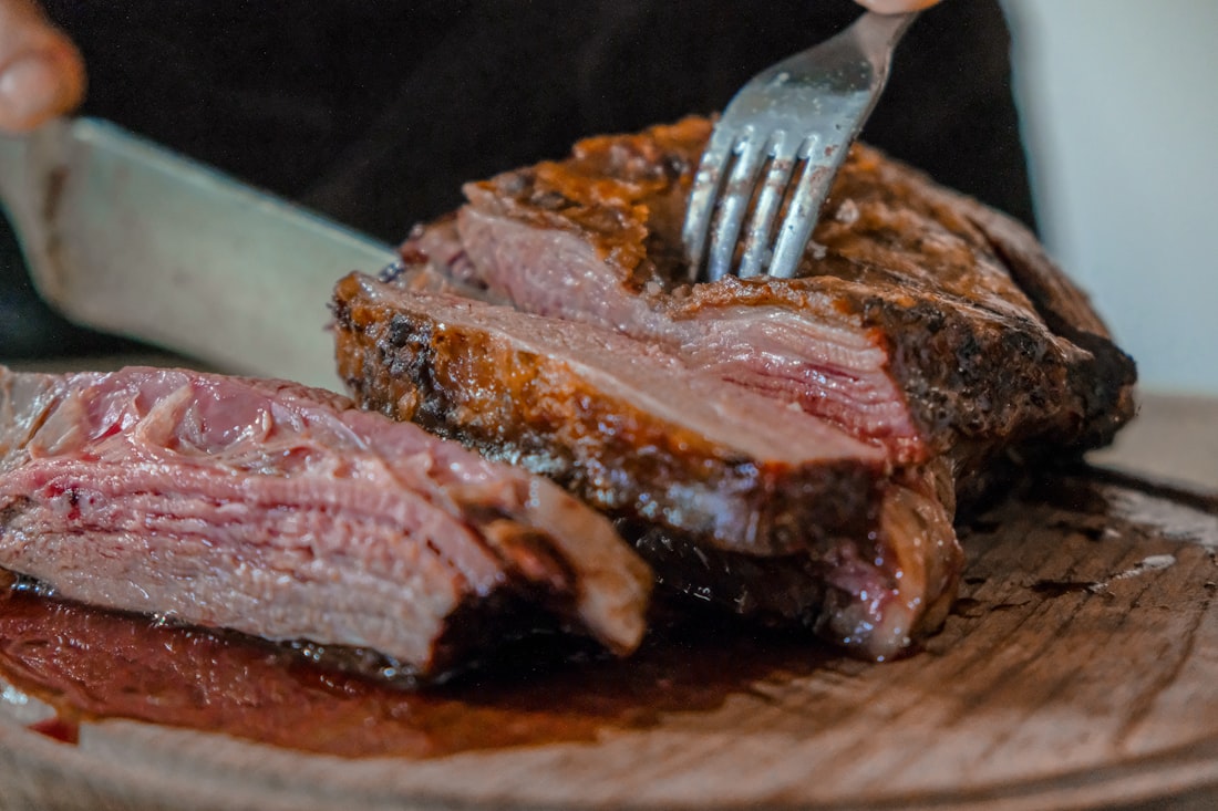 Freshly carved roast beef from the deli